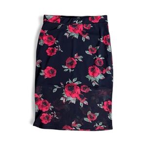 Urban Outfitters Black and Red Rose Skirt